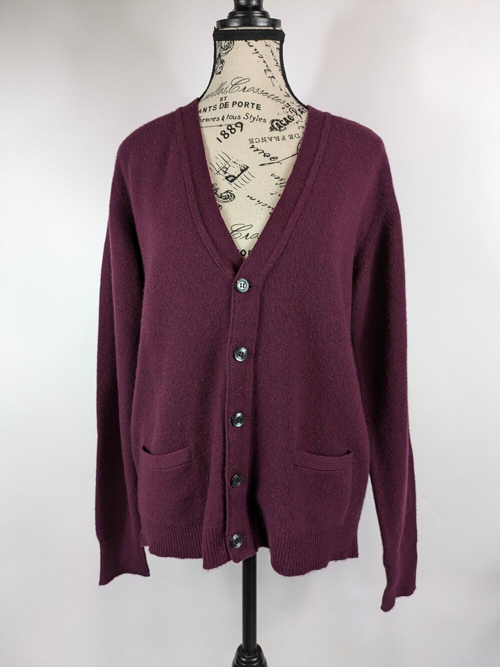Selfridges London Womens M Cardigan Sweater UK 40 100% Pure Cashmere Red Maroon